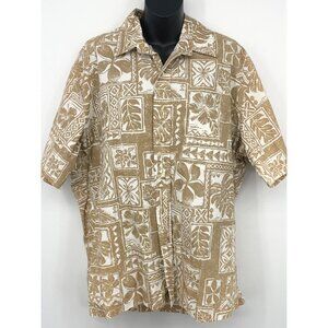 RJC Hawaii Men XL Extra Large Aloha Hawaiian Shirt Brown Tropical Floral EUC
